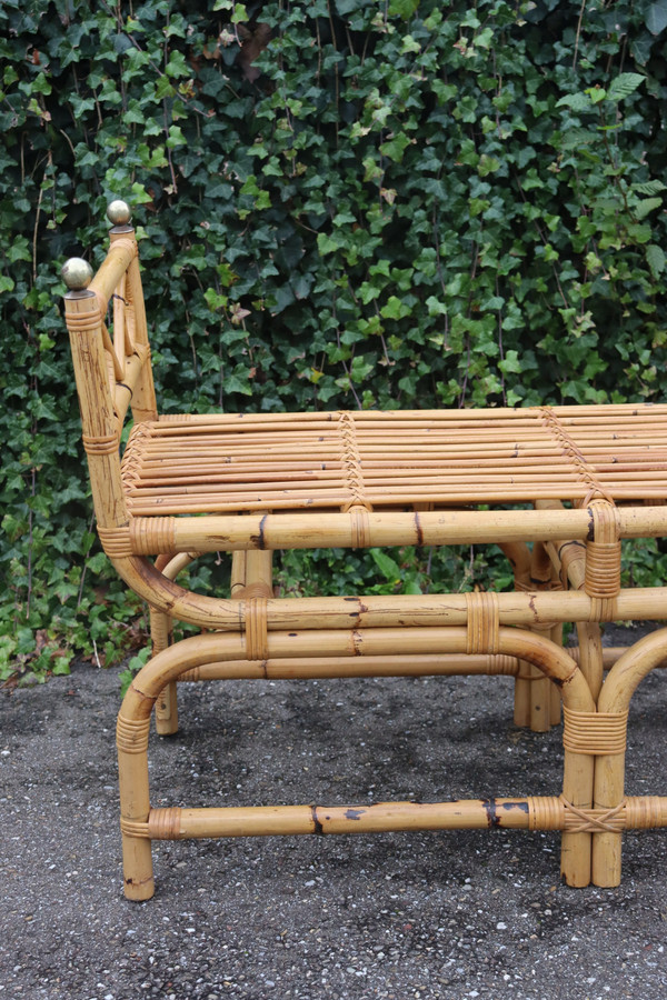 Panca Vintage in Rattan, Italia, 1960 Stile Gabriella Crespi