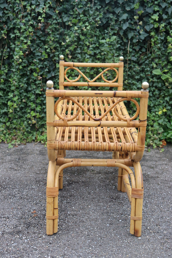 Panca Vintage in Rattan, Italia, 1960 Stile Gabriella Crespi