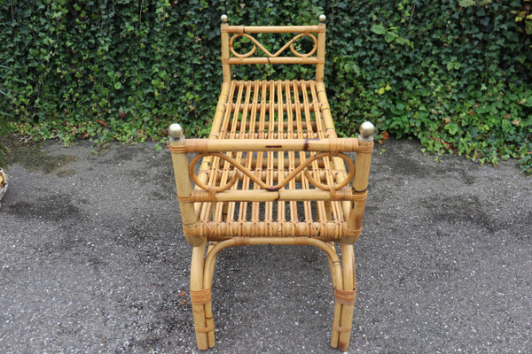 Panca Vintage in Rattan, Italia, 1960 Stile Gabriella Crespi