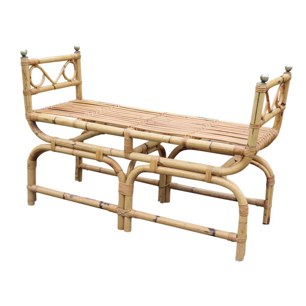 Panca Vintage in Rattan, Italia, 1960 Stile Gabriella Crespi