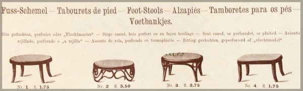 Caned foot stool, 1910 by Mundus, no Thonet- FUßSCHEMEL Père La chaise C