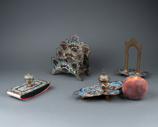 Cloisonné-Email-Schreibtischset, 19. Jahrhundert 