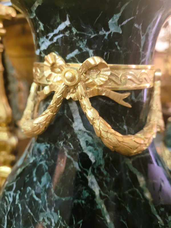 Pair of Marble and Bronze Cassolettes, 19th Century