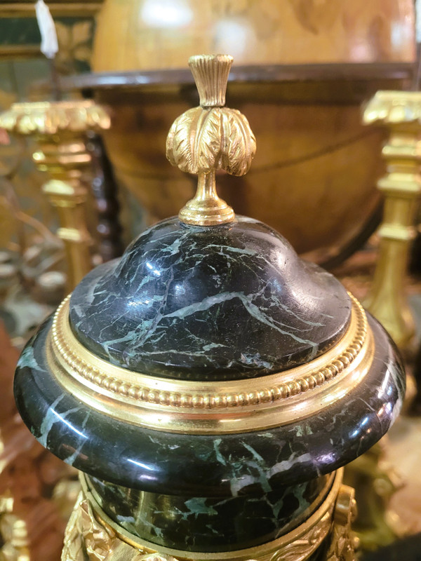 Pair of Marble and Bronze Cassolettes, 19th Century