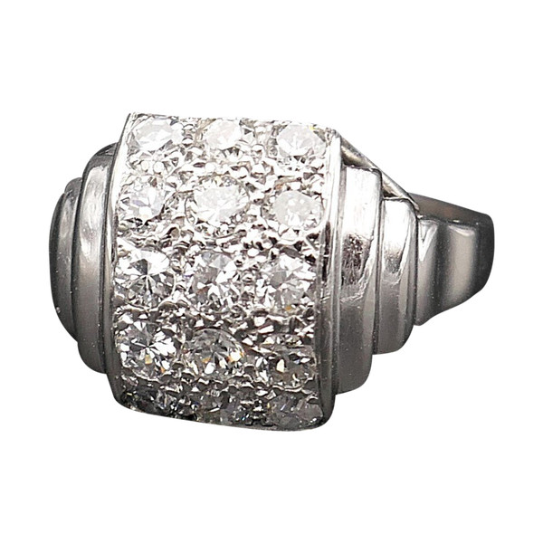 Bague Diamants, Platine Et Or Blanc 18 Carats.