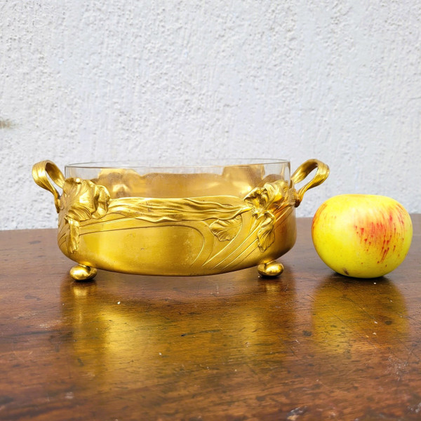 Coupe Aux Iris, Métal Doré Et Cristal, Art Nouveau, début XXème siècle