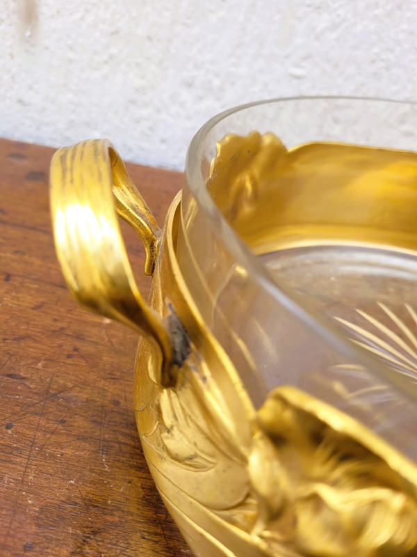 Coupe Aux Iris, Métal Doré Et Cristal, Art Nouveau, début XXème siècle