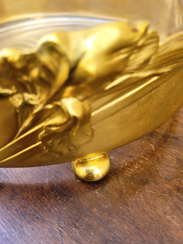Coupe Aux Iris, Métal Doré Et Cristal, Art Nouveau, début XXème siècle