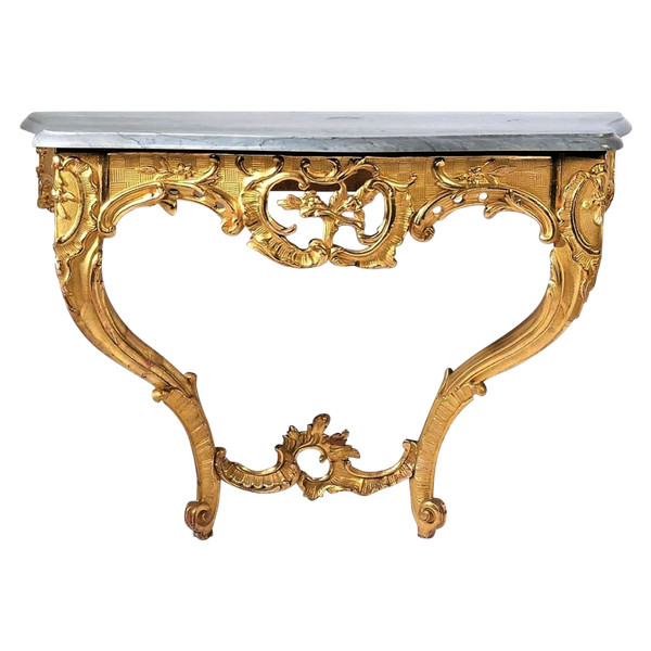25% OFF UNTIL 30.11 - Curved Console Table In Molded And Carved Wood - 18th Century