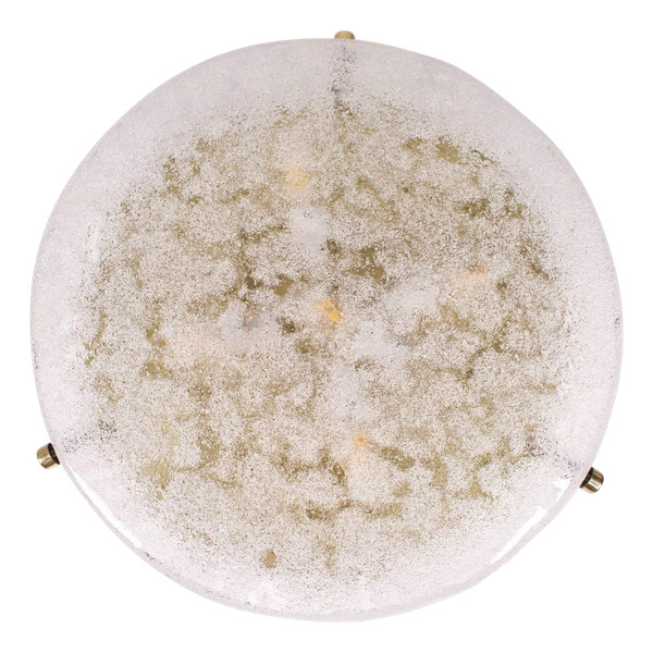 Large round ceiling light in brass and Murano glass.