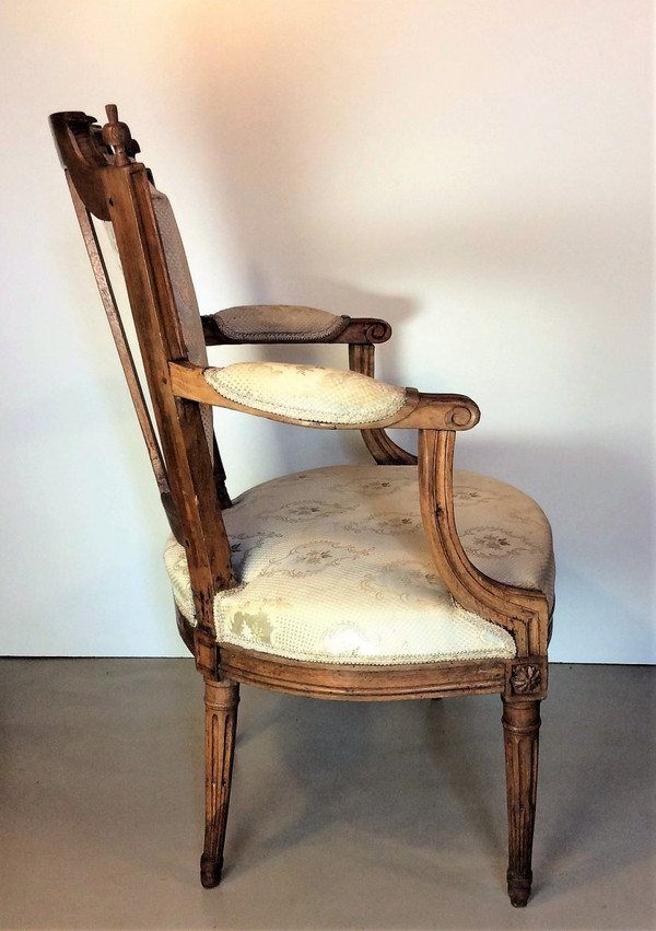 REMISE DE 25% -  Estampillé C. Lerat - Fauteuil Louis XVI  En Cabriolet - 18ème