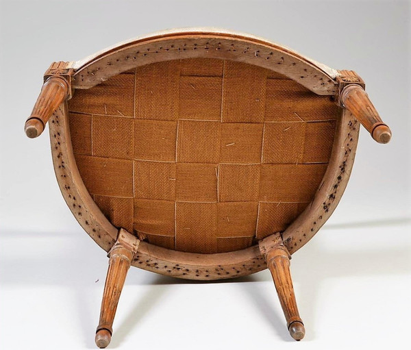 REMISE DE 25% -  Estampillé C. Lerat - Fauteuil Louis XVI  En Cabriolet - 18ème