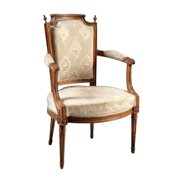 REMISE DE 25% -  Estampillé C. Lerat - Fauteuil Louis XVI  En Cabriolet - 18ème