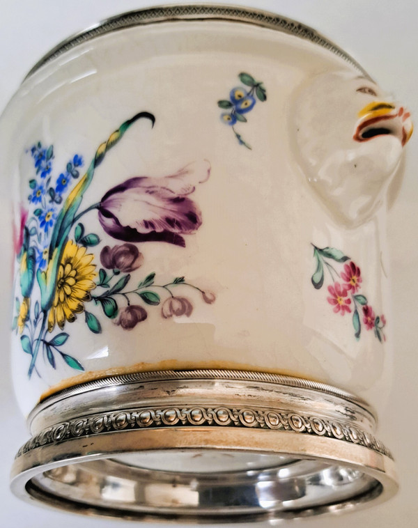 Porcelain cooling bucket from Risler and square silver frame, late 19th century