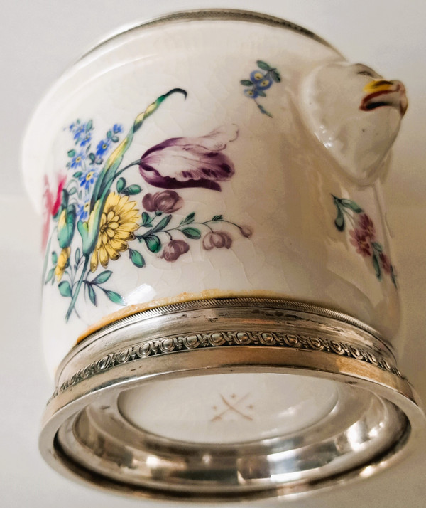 Porcelain cooling bucket from Risler and square silver frame, late 19th century