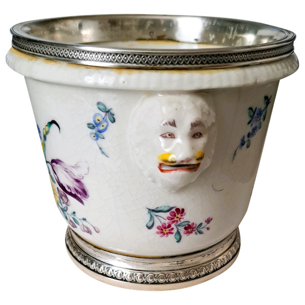 Porcelain cooling bucket from Risler and square silver frame, late 19th century