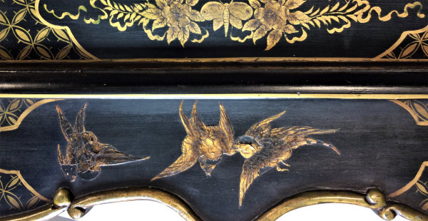 25% DISCOUNT UNTIL 11/30 - Black and Gold Lacquer Cabinet - Early 20th Century