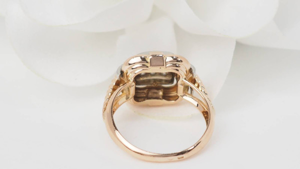 Bague Tank en or jaune et diamants