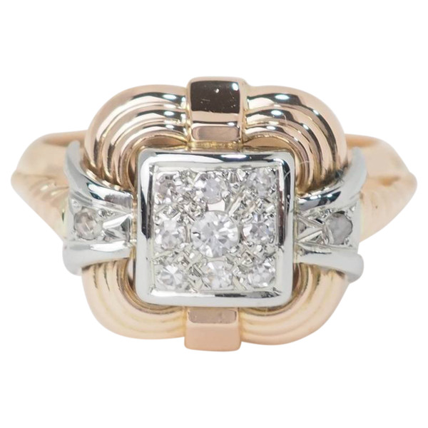 Bague Tank en or jaune et diamants