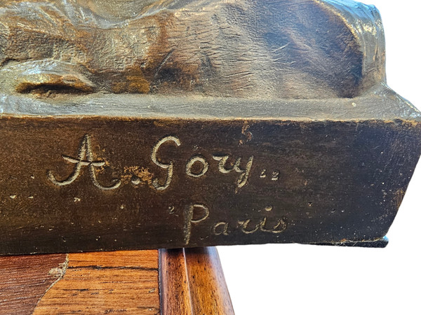 Affortunato Gory Grande Bronzo Art Deco "Giovane Ragazza e Capra"
