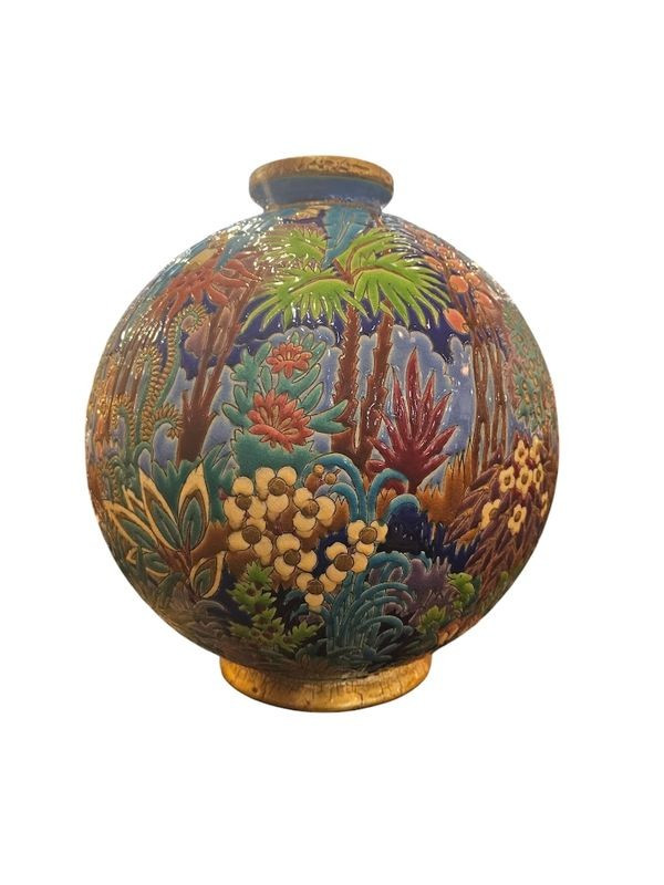 Longwy Colonial Art Deco Ball Vase