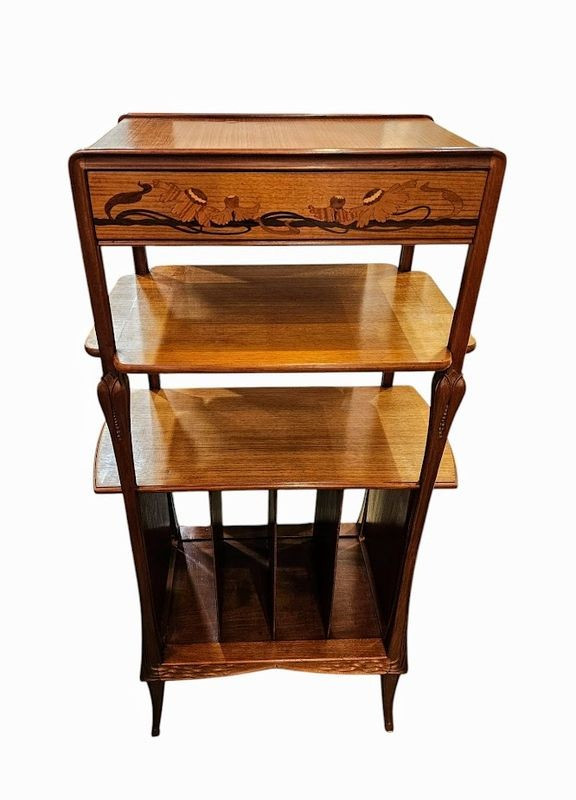 Louis Majorelle Art Nouveau Display Shelf "Poppies and Butterflies"