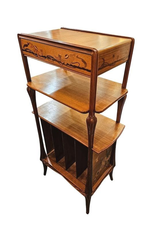 Louis Majorelle Art Nouveau Display Shelf "Poppies and Butterflies"