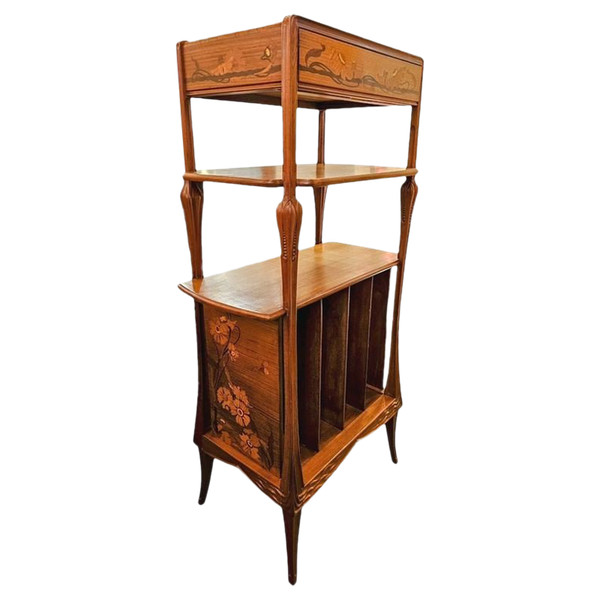 Louis Majorelle Art Nouveau Display Shelf "Poppies and Butterflies"