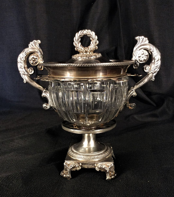 25% off until 30.11 - Important Cut Crystal and Silver Jam Jar - Circa 1830