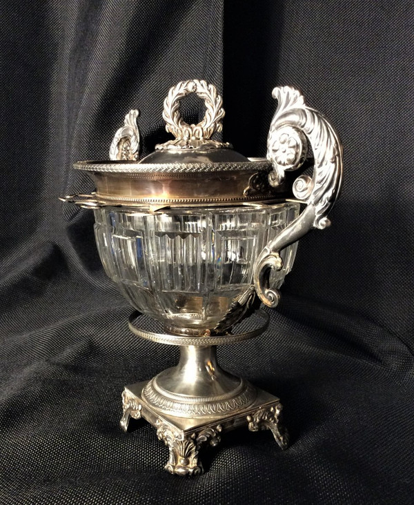 25% off until 30.11 - Important Cut Crystal and Silver Jam Jar - Circa 1830