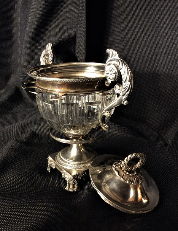 25% off until 30.11 - Important Cut Crystal and Silver Jam Jar - Circa 1830