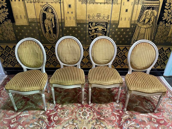Set of 4 Louis XVI style medallion chairs