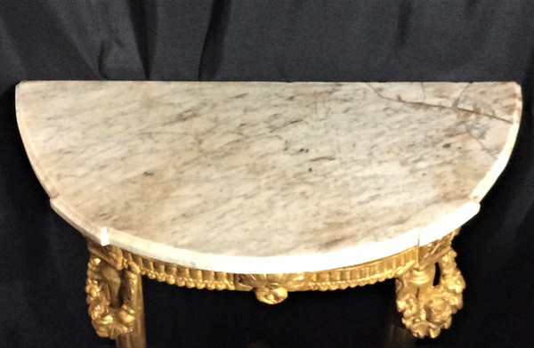 Remise 25\% - Console Demi-lune En Bois Doré - Epoque Louis XVI