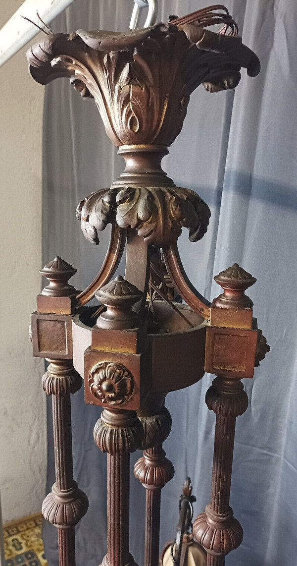 Grande lampadario in bronzo Luigi XVI