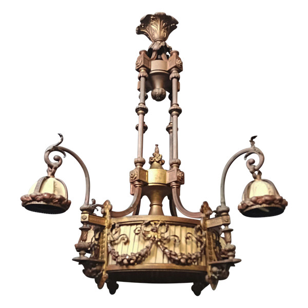 Grande lampadario in bronzo Luigi XVI