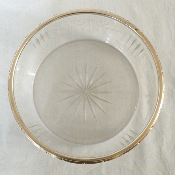 Saladier en cristal de Baccarat et argent massif (vermeil) par Louis Coignet - poinçon Minerve