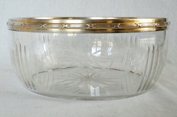Saladier en cristal de Baccarat et argent massif (vermeil) par Louis Coignet - poinçon Minerve