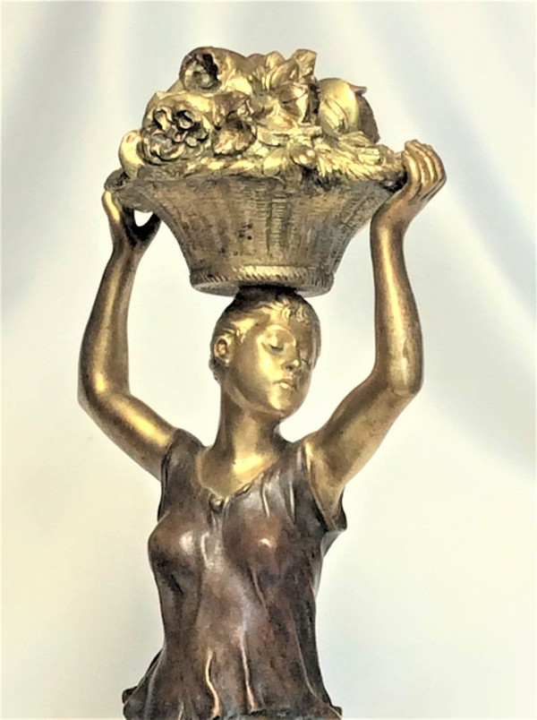 Sconto fino al 30.11 - De Kerveguen - Statuetta Bronze Doré Et Bronze Patiné - XIXème