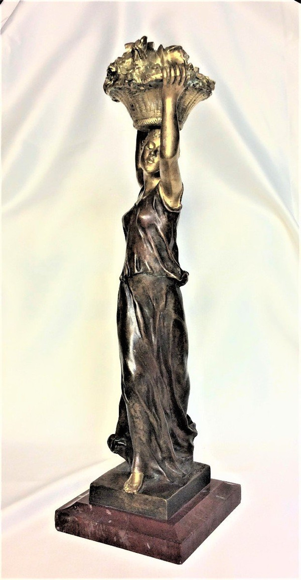 Sconto fino al 30.11 - De Kerveguen - Statuetta Bronze Doré Et Bronze Patiné - XIXème