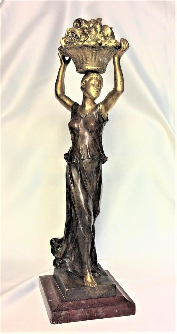 Sconto fino al 30.11 - De Kerveguen - Statuetta Bronze Doré Et Bronze Patiné - XIXème