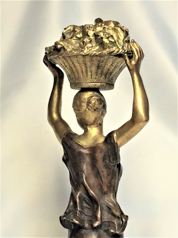 Sconto fino al 30.11 - De Kerveguen - Statuetta Bronze Doré Et Bronze Patiné - XIXème