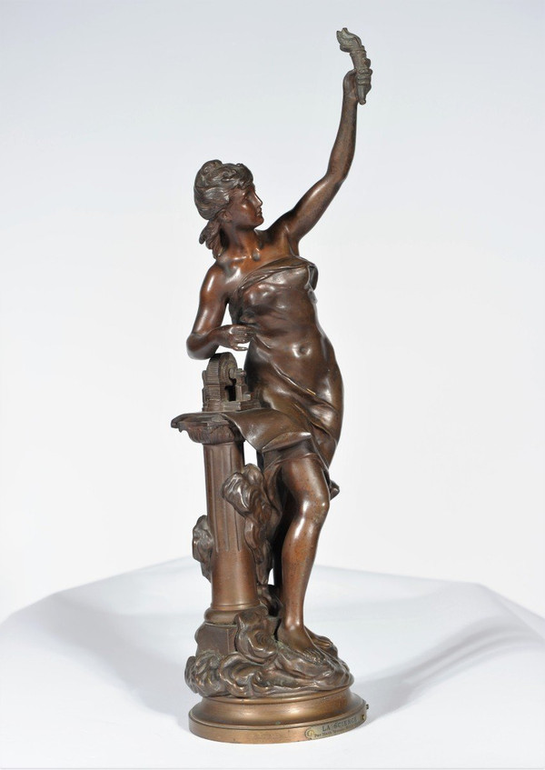 25\? discount until 30.11 - "La Science", Bronze à Patine Brune Signed Mathurin Moreau