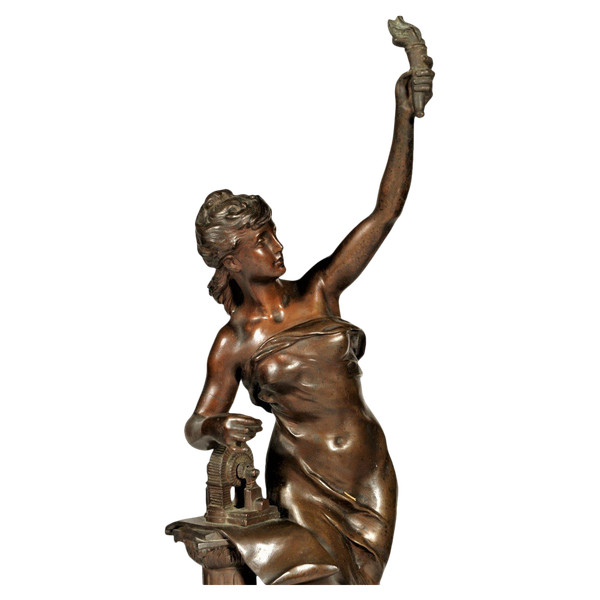 25\? discount until 30.11 - "La Science", Bronze à Patine Brune Signed Mathurin Moreau