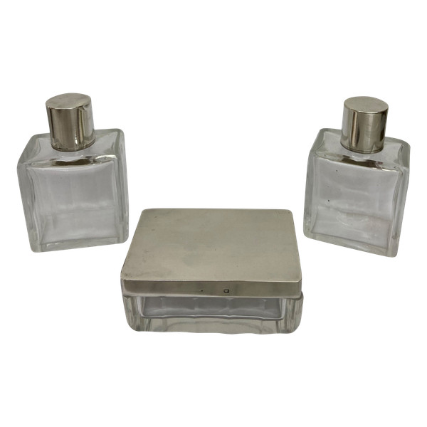 Crystal and silver toiletry set