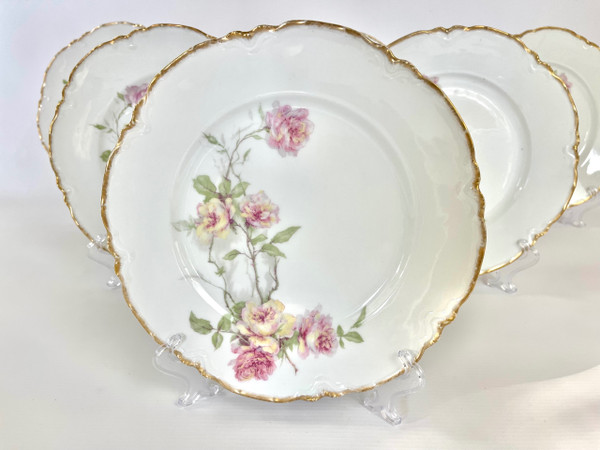 Set of 6 Haviland Limoges "Baltimore Rose" Dinner Plates