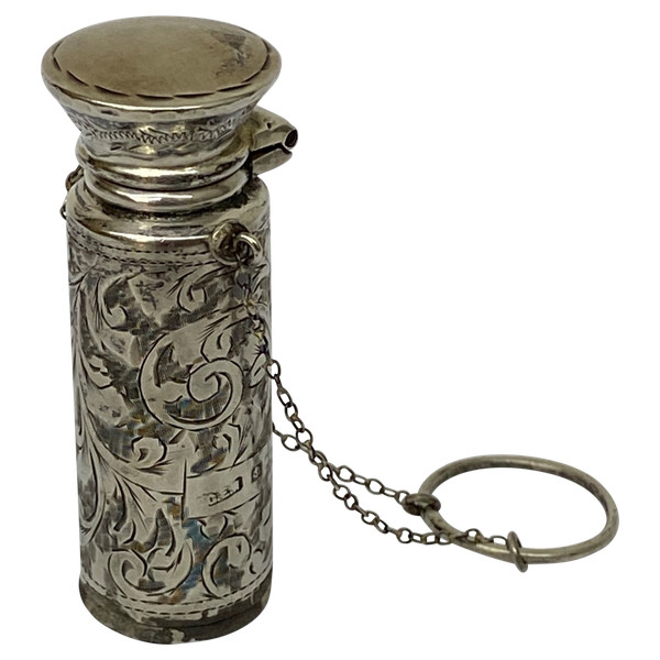 Englische Silberflasche aus dem 19. Jahrhundert.