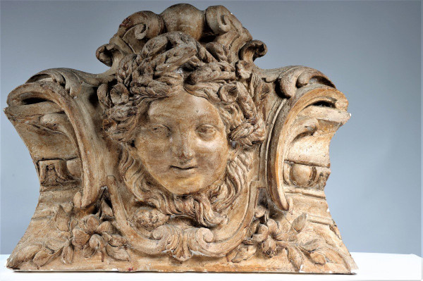 25 % discount until 30.11 - Elément Décoratif En Plâtre Sculpté En Bas Relief - XIXème