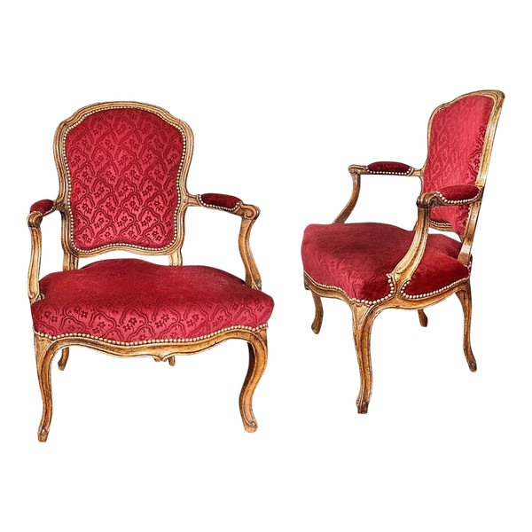 From 06.10 to 30.11 - Remise 25\% - Stamped SENE - Pair of cabriolet armchairs - 18th century