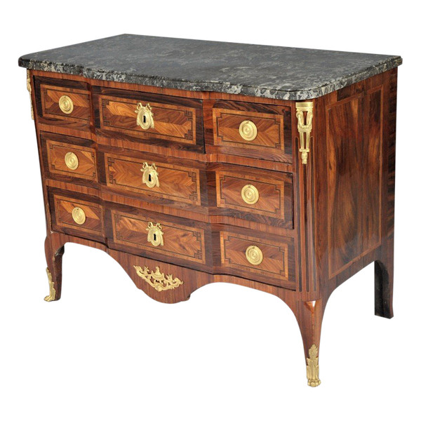  Remise 25\% Estampillée GENTY - Commode Bois De Rose Et Violette - XVIIIème