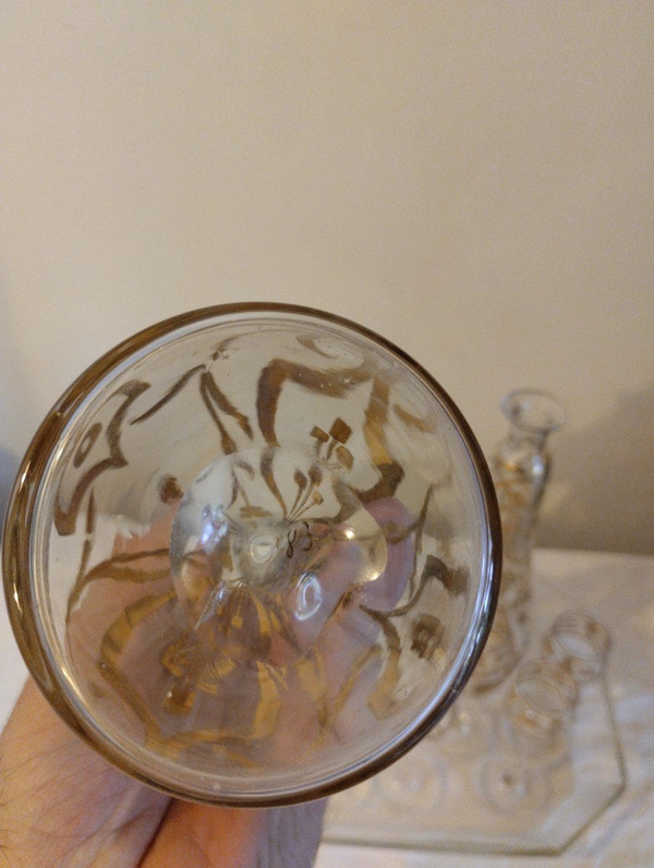 Service à Liqueur - Verre émaillé - Art Nouveau - V. 1900.